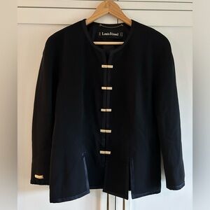 Louis Feraud Black Lined Blazer with Gold Buttons Clips size US 8